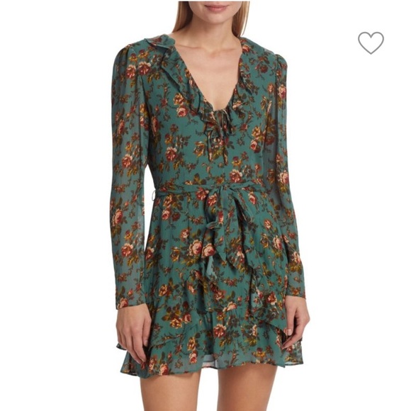 Paige Tamera Dress Fog Blue Multi Silk | Large - Picture 1 of 9